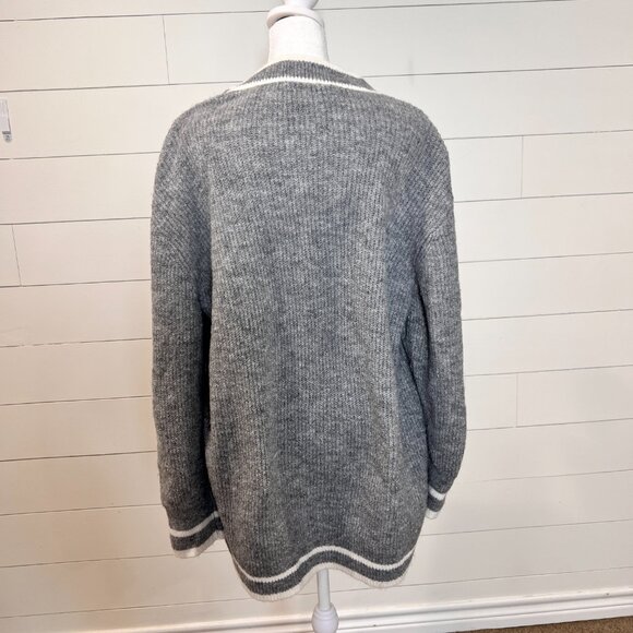 a new day Oversized Gray & White Cardigan Sweater Size M - Picture 5 of 8